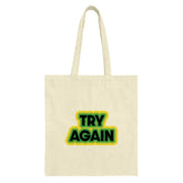 Try Again Tote Bag, Motivational Tote, Positive Message Tote, Everyday Shopping Bag, Reusable Grocery Bag, Inspiring Gift Idea - Tawshia